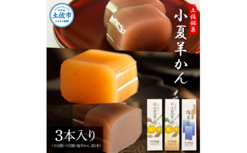 小夏羊かん 3本入り（小豆餡・てぼ餡・塩羊かん 各1本） 1471298 - 高知県土佐市