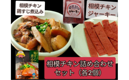 相模原の新しいSDGｓ名物「相模チキン」の詰め合わせ各2個セット　相模原お店大賞受賞店プロデュース！相模原南区の養鶏場の産卵終えた親鳥廃鶏を二次活用！「鶏すじ煮込み」と「チキンジャーキー」
※着日指定不可
※2023年2月中旬頃～順次発送予定
 1471327 - 神奈川県相模原市