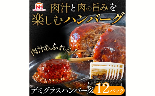 肉汁あふれるデミグラスハンバーグ12個入　日本ハム 冷凍 個食 使い切り 湯煎 牛肉 豚肉 1472554 - 茨城県常総市