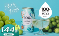 【定期便6回】100％カジューハイ白ブドウ 340ml × 144本 | ふるさと納税 缶ジューハイ 缶酎ハイ 白ブドウ3％ カロリー低い 喉越し 爽快 爽やか 洋酒 人気 酎ハイ サワー パーティー 送料無料 下野 栃木