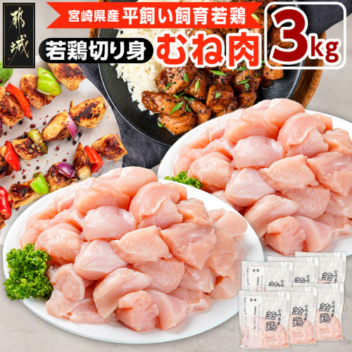 宮崎県産若鶏 むね肉切り身(3kg)_AA-G307 1472916 - 宮崎県都城市