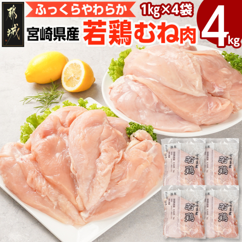 宮崎県産若鶏 むね肉(4kg)_LG-G302 1473051 - 宮崎県都城市