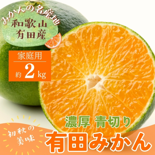 ＜9月中旬～＞【先行予約】有田育ちのご家庭用青切り有田みかん　2kg ※着日指定不可 ※沖縄・離島は配送不可 ※2024年9月中旬～10月中旬頃に順次発送予定　【ard207】 1476215 - 和歌山県北山村