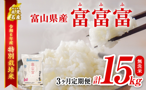 〈3ヶ月定期便〉令和6年産 富山県産特別栽培米 富富富５kg 無洗米 1478593 - 富山県氷見市