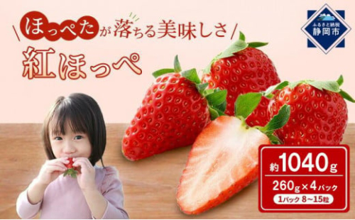 いちご ほっぺたが落ちる 紅ほっぺ  4パック 果物 イチゴ 苺 おやつ ギフト 贈答品 お祝い プレゼント 国産 フルーツ くだもの◆ 1480124 - 静岡県静岡市