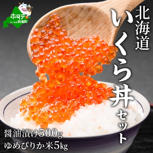 北海道 いくら丼セット ( 醤油漬け 500g ゆめぴりか 米 5kg ) 148055 - 北海道別海町