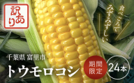 【2026年6月上旬より順次配送】訳あり 朝獲れ トウモロコシ 24本（280g以上×24本：約6.7kg以上） / スイートコーン ゴールドラッシュ 味来 トウモロコシ とうもろこし  千葉県 富里市  採れたて とれたて 新鮮 食べごろ 旬 産地直送 農家直送 千葉県産 ちば 富里 美味しい おいしい TME013