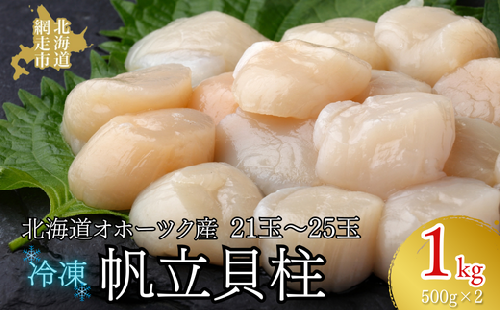 北海道オホーツク産 冷凍帆立貝柱 21玉～25玉 500g×2 ABR005 1483231 - 北海道網走市