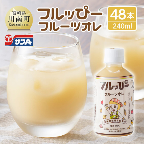 サンA フルッぴーフルーツオレ(PET)240ml×48本 【 川南町 フルーツ 日向夏 キウイ ドリンク 】 1486796 - 宮崎県川南町