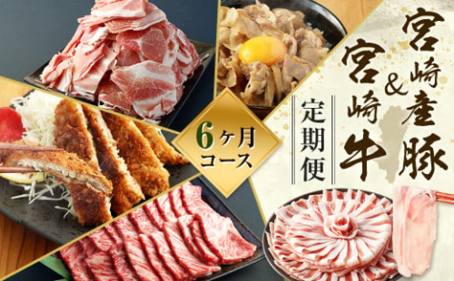 ＜ミヤチク 宮崎県豚・宮崎牛6ヶ月定期便＞お申込みの翌月下旬頃に第一回目発送（12月は中旬頃） 総量13.2kg  牛肉 和牛 黒毛和牛 4等級以上 ブランド牛 肉 宮崎牛 豚肉  国産 小分け セット 定期便 6回 新生活応援 卒業祝い 就職祝い 入学 卒業 お花見 引越し 1488002 - 宮崎県高鍋町