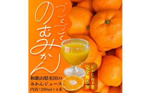 【爽やかなのに濃い！】無添加ストレートみかんジュース 200ml 4本 1488365 - 和歌山県有田川町