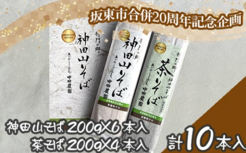 No.776 【坂東市合併20周年記念企画！！】神田山そばと茶そばのセット ／ 蕎麦 ソバ 麺 めん 茨城県 特産品 1492877 - 茨城県坂東市