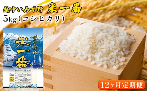 【12ヶ月定期便】越中いみず野米一番 5kg（コシヒカリ） 149299 - 富山県射水市
