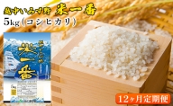 【12ヶ月定期便】越中いみず野米一番 5kg（コシヒカリ）