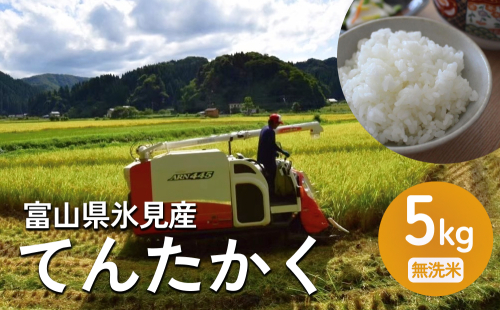 ＜先行予約＞ 令和7年産 富山県氷見産 てんたかく無洗米 5kg ＜2025年9月以降順次発送＞ 富山県 氷見市 米 てんたかく 1493363 - 富山県氷見市