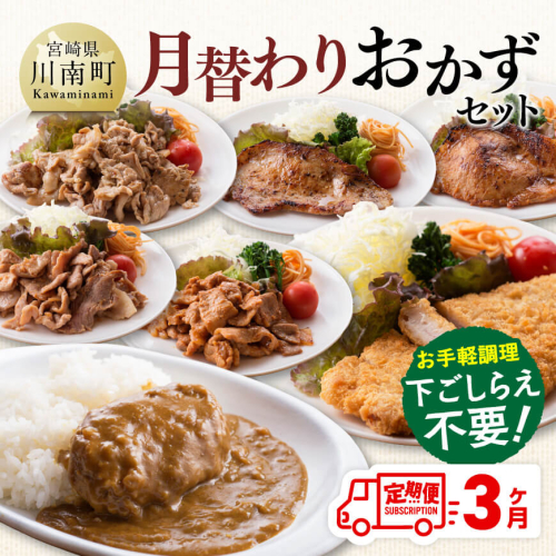 【3ヶ月定期便】月替わりおかずセット【 肉 豚 豚肉 ロース ハンバーグ カレー  】 1493891 - 宮崎県川南町