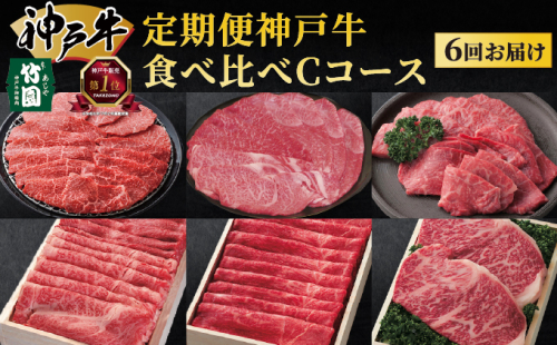 定期便 神戸牛 食べ比べCコース（6回お届け）[ 肉 牛肉 すき焼き しゃぶしゃぶ 焼肉 ステーキ お試し ] 1494682 - 兵庫県芦屋市