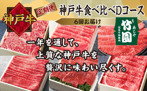 定期便 神戸牛 食べ比べDコース（6回お届け）[ 肉 牛肉 すき焼き しゃぶしゃぶ 焼肉 ステーキ ] 1494687 - 兵庫県芦屋市