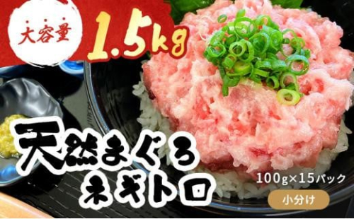 マグロ 天然まぐろのネギトロ 1.5kg 100g×15パック まぐろ 鮪 魚 ネギトロ ねぎトロ ねぎとろ ごはんのお供 丼 ねぎとろ丼 小分け パック 天然 冷凍 10000 海の幸　 1495202 - 静岡県静岡市