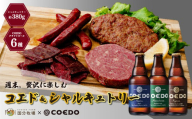 ＜COEDOブルワリー×国分牧場＞コエドビール 定番6種 333ml×6本(瓶) 毬花 / 瑠璃 / 伽羅 / 漆黒 / 白 / 紅赤 & 国分牧場 シャルキュトリーセット 380g ｜ 埼玉県 東松山市 COEDO コエド クラフトビール 地ビール おつまみ 飲み比べ BBQ 焼き肉 焼肉 冷凍 真空 パーティー 宅飲み 誕生日 ギフト 贈り物 贈答 家族 牛肉 肉 限定 高級 贅沢 国産