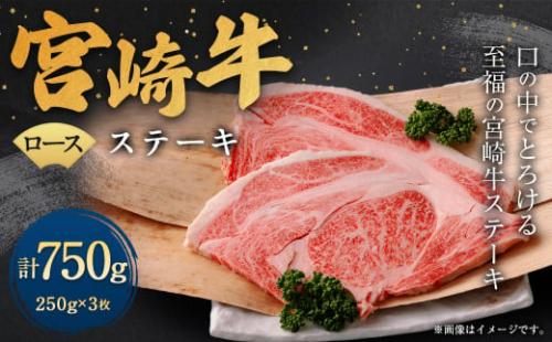 ＜宮崎牛ロースステーキ 3枚（計750g）＞翌月末迄に順次出荷 宮崎牛 牛肉 黒毛和牛 ロース ステーキ 極上 肉質 宮崎県産 1496988 - 宮崎県高鍋町