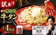 【訳あり】薄切り牛タンスライス 4kg（500g×8） 薄切り 牛タン スライス 肉 BBQ 焼肉 熊本県 水上村