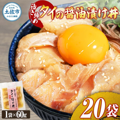 訳あり 活き締めタイの醤油漬け丼 20袋セット 60g 1498336 - 高知県土佐市