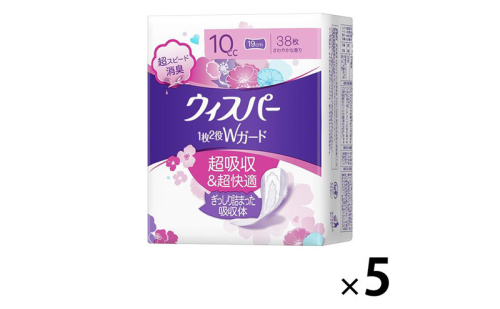 ウィスパー 1枚2役Wガード 吸水ケア パンティーライナー 38枚入 5パック 1498547 - 兵庫県明石市