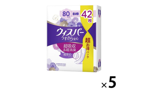 ウィスパー うすさら安心 女性用 吸水ケア 中量用 80cc 42枚入 5パック 1498551 - 兵庫県明石市