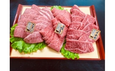 厳選雌牛！A4以上京丹波姫牛希少部位焼肉3種盛り(ミスジ・トモサンカク・イチボ・ハネシタの中からいずれかの3種になります) 150135 - 京都府亀岡市