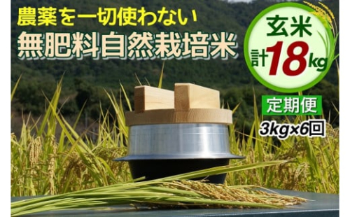 米 定期便 令和6年産 自然栽培米 にこまる ＜農薬を一切使わない無肥料栽培＞ 玄米 3kg × 6ヶ月 18kg 《新米 京都丹波産 無農薬米栽培向き 厳選品種 6回お届け》 ※2024年10月中旬頃より順次発送予定 1502384 - 京都府亀岡市