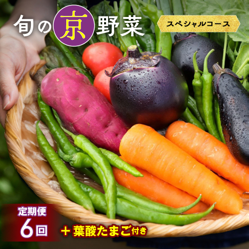 【6回定期便】旬の京野菜　毎月お届けスペシャルコース（全6回）＆『葉酸たまご』10個入り×1パック×3回分付き※沖縄・離島・諸島へのお届け不可 150344 - 京都府亀岡市