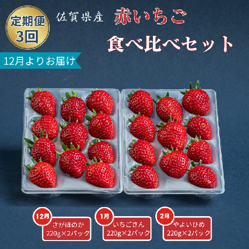 【定期便3回】赤いちご食べ比べ（12月〜2月発送）：B275-004 1503609 - 佐賀県佐賀市