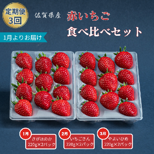 【定期便3回】赤いちご食べ比べ（1月〜3月発送）：B275-005 1503668 - 佐賀県佐賀市