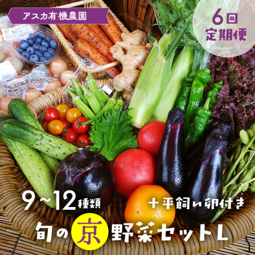 【6回定期便】＜アスカ有機農園＞旬の京野菜セットL（平飼い卵付）＊毎月お届け全６回 150375 - 京都府亀岡市