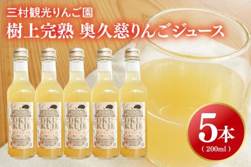 【三村観光りんご園】樹上完熟 奥久慈りんごジュース 200ml×5本セット（BX003） 1504005 - 茨城県大子町