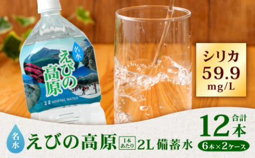 シリカ水 名水 えびの高原 備蓄水(防災 災害 等) 2L 合計12本 6本入×2ケース 飲料水 水 お水 シリカ ペットボトル ミネラルウォーター 常温 天然水 宮崎県 九州 送料無料 保存水 防災水 1505281 - 宮崎県えびの市