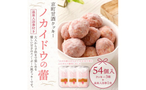 ノカイドウの蕾 3箱セット(温泉入浴券付き) 100g×3箱 1箱18個入り スノーボール風クッキー お菓子 お茶請け 焼き菓子 甘酒クッキー クッキー 温泉入浴券1枚付き 送料無料 1505287 - 宮崎県えびの市