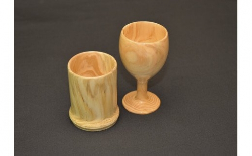 間伐材から作成した檜のワイングラス風　竹風カップ 150595 - 京都府亀岡市