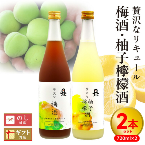 贅沢なリキュール　梅酒・柚子檸檬酒  ２本セット N076-YA972 1506011 - 宮崎県延岡市