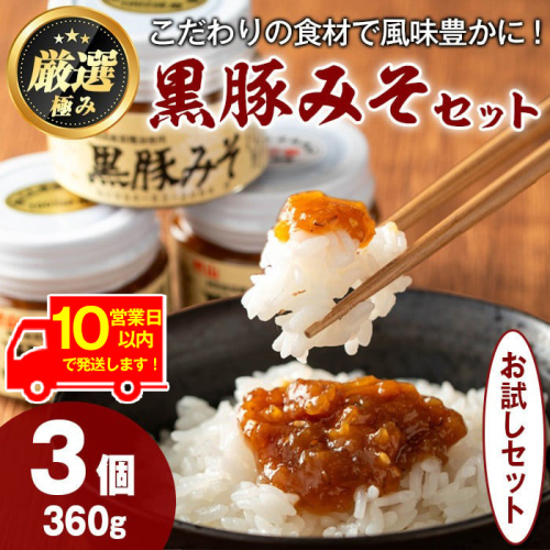 【0081316a】《10営業日以内に発送！》絶品！黒豚みそおためしセット(120g×3個) 味噌 調味料 黒豚味噌 豚味噌【村山製油】 1506324 - 鹿児島県東串良町