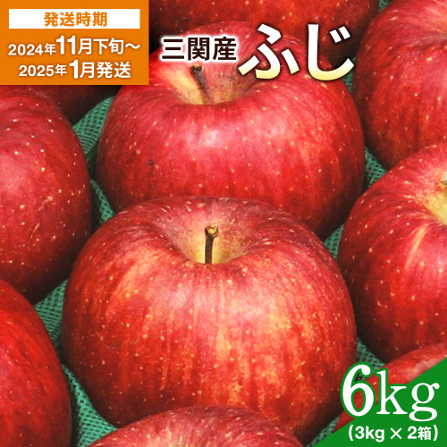 三関産りんご（ふじ）6kg（3kg×2箱）[B3-2603] 1506876 - 秋田県湯沢市