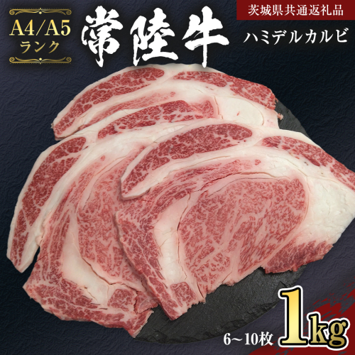 【 常陸牛 】 ハミデルカルビ 1kg (6～10枚) （茨城県共通返礼品） カルビ 黒毛和牛 国産黒毛和牛 和牛 国産 牛肉 牛 お肉 肉 ひたち牛 冷凍[CD054sa] 1508415 - 茨城県桜川市