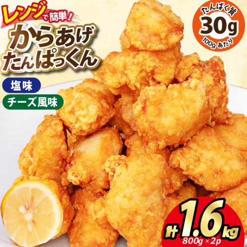 オガトレ監修 高タンパク 唐揚げ「からあげたんぱっくん」2種セット (塩味 チーズ風味) 計1.6kg (800g×2袋) [オヤマ 宮城県 気仙沼市 20564759] からあげ から揚げ 惣菜 お惣菜 国産 鶏肉 鶏 肉 簡単調理 冷凍 お弁当 おかず たんぱく質 冷凍食品 塩 チーズ 1508767 - 宮城県気仙沼市