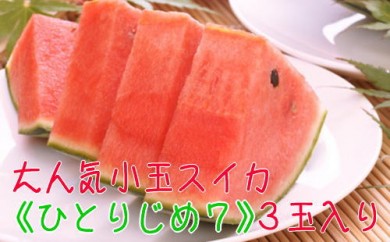 【大人気】【和歌山県産】厳選！小玉すいか『ひとりじめ７(セブン)』　秀品　Ｍサイズ/３玉入り ※北海道・沖縄地域へのお届け不可 ※2022年6月中旬～7月中旬頃に順次発送予定 150940 - 和歌山県美浜町