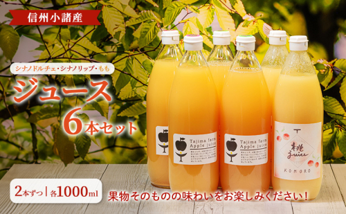 信州小諸産　ジュース6本セット（シナノドルチェ・シナノリップ・もも　各1000ml×2本ずつ）ストレートジュース 小諸市 ギフト 1510034 - 長野県小諸市