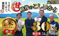 [令和6年産] 新米 無洗米 コシヒカリ 定期便 5kg 6ヵ月 30kg 甘うま越後のこしひかり 越後 えちご 特別栽培米 新潟 コメ こめ お米 米 しんまい 新潟県 新潟米 新発田市 新発田産