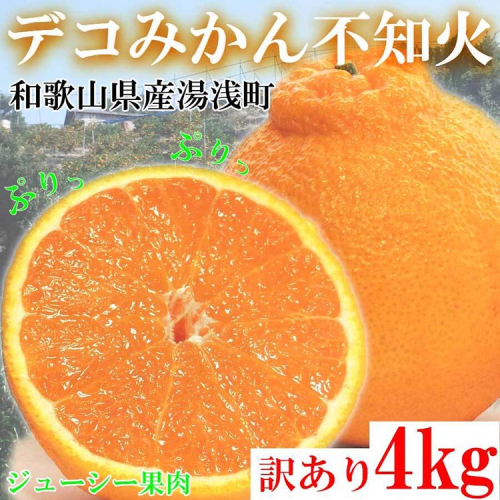 不知火（しらぬい） オレンジ みかん 家庭用 4kg ｜ 訳あり 和歌山みかん オレンジ フルーツ 果物 ※北海道・沖縄・離島への配送不可 ※2025年2月下旬～3月下旬頃に順次発送予定 1510896 - 和歌山県美浜町