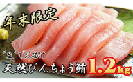 年内発送 12月末までにお届け【年末発送限定！ 〈生でお届け〉国産天然マグロ】 産地直送  天然ビンチョウマグロ短冊 1,2kg 天然 国産 鮪 まぐろ マグロ ユッケ 海鮮 刺し身 ネギトロ 短冊 冊 問屋 直送 期間限定 自社加工 小分け人気 おすすめ 新鮮 品質 厳選 美味しい とろける こだわり 丁寧 お正月 正月 三重県 尾鷲市　KI-52