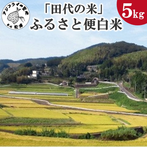 「田代の米」ふるさと便白米(令和6年産米)5kg【B0-192】米 白米 ご飯 コシヒカリ ヒノヒカリ 単一原料米 送料無料 1512622 - 長崎県松浦市